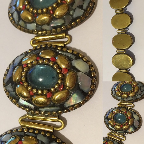 🆒Handmade Chalencony Coral Turkish Brass Bracelet - Picture 3 of 6